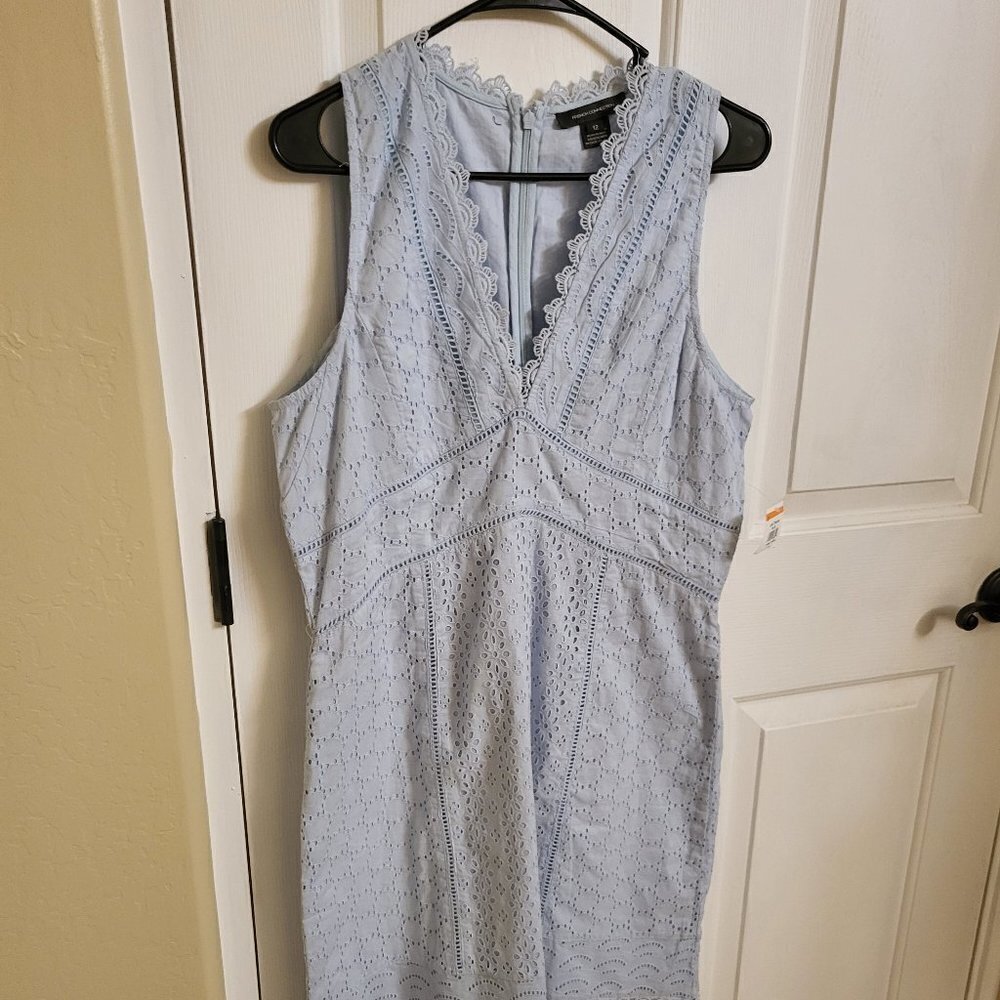 French Connection Women's Eso Zhara Lace V Neck Dress Light Dream Blue 12 NWT - Picture 5 of 10